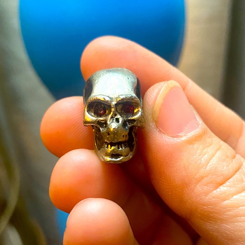 Heavy Silver Skull Bead